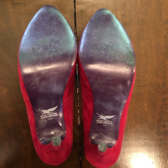 ❤️ RED Shiekh Laura Felt 5" Stiletto Heel Size 10M - Picture 5 of 7